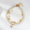 Bohemian Style Alloy Starfish Pendant Glass Seed Beads Natural Shell Beaded Multi Layered Necklaces FS-WG079D7-01-2