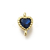 Heart Brass Cubic Zirconia Connector Charms KK-P295-34G-04-1