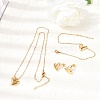 304 Stainless Steel Heart Pendant Necklaces & Bracelets & Stud Earrings Sets SJEW-P008-01G-1