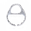 Non-Tarnish 304 Stainless Steel Oval Open Cuff Ring RJEW-T023-91P-2