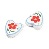 Floral Printed Porcelain Beads PORC-A033-01B-2