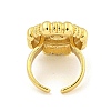 Rack Plated Brass Micro Pave Cubic Zirconia Flower Open Cuff Rings for Women RJEW-Z042-02G-02-3