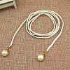 Imitation Leather Braided Belly Belt with Plastic Imitation Pearl Round Bead WG11EBA-04-1
