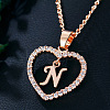 Alloy Crystal Rhinestone Heart with Initial Pendant Necklaces WGD4CFD-14-1