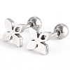 Tarnish Resistant 201 Stainless Steel Flower Barbell Cartilage Earrings LS-EJEW-R147-26-1