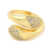 Brass Micro Pave Clear Cubic Zirconia Open Cuff Ring for Women LS-RJEW-M173-06B-G-2
