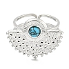 304 Stainless Steel Synthetic Turquoise Cuff Rings G-Z056-02P-04-2