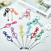 12Pcs 12 Colors Alloy Beadable Keychain Bar KEYC-SC0001-45-3
