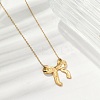Ion Plating(IP) 304 Stainless Steel Bowknot Pendant Cable Chain Necklaces for Women NJEW-P320-12A-G-3