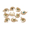 Brass Micro Pave Clear Cubic Zirconia Glass Pendants ZIRC-C024-06G-02-2