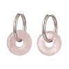 Natural Rose Quartz Pi Disc/Donut Dangle Hoop Earrings EJEW-JE05132-04-1