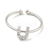 Rack Plating Brass Open Cuff Rings for Women RJEW-F162-02P-U-2