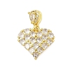 Heart Rack Plating Brass Micro Pave Cubic Zirconia Pendants KK-Z074-55G-1