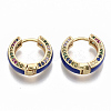 Brass Micro Pave Colorful Cubic Zirconia Huggie Hoop Earrings EJEW-S209-03B-2