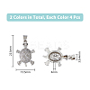 8Pcs 2 Colors Brass Micro Pave Clear Cubic Zirconia Pendants KK-DC0003-85-2