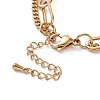 PVD Vacuum Plating 304 Stainless Steel Double Chains Multi Layered Necklace with Heart Charm for Women STAS-E155-24G-3