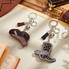 2Pcs 2 Styles PU & Rhinestone Keychains KEYC-GA0001-58-4