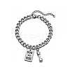 YOU vs YOU Rectangle Tag & Dumbbell 201 Stainless Steel Charm Bracelets FS-WG06958-01-2