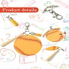 Baseball Acrylic & Wood Pendant Decorations HJEW-YW00012-02-1