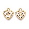 304 Stainless Steel Pave Natural White Shell Crown Heart Pendants STAS-N110-22A-G-1