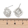 Brass Micro Pave Cubic Zirconia Stud Earring Findings LS-KK-Z094-11P-3