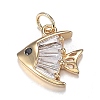 Brass Micro Clear & Black Cubic Zirconia Charms ZIRC-F120-054G-1