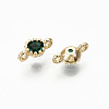 Brass Micro Pave Green Cubic Zirconia Links Connectors KK-T063-58G-NF-2