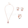 Oval Alloy & Acrylic Imitation Moonstone Pendant Necklaces & Stud Earrings & Rings Sets FS-WG10CC3-01-1-5