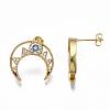 Brass Micro Pave Clear Cubic Zirconia Stud Earrings EJEW-R114-006-NF-4