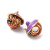 Halloween Rack Plating Brass Enamel European Beads KK-M280-01G-2