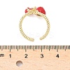 Brass Micro Pave Clear Cubic Zirconia Enamel Adjustable Cuff Rings for Women RJEW-G350-01E-G-5