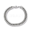 Tarnish Resistant 201 Stainless Steel Curb Chain Bracelet with 304 Stainless Steel Clasps for Men Women BJEW-M235-02B-P-1