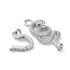 Brass Micro Pave Cubic Zirconia Fold Over Clasps KK-D360-13P-2
