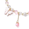 Frosted Dyed Synthetic Moonstone & Shell Pearl Round Beads Stretch Bracelets BJEW-JB11822-01-3