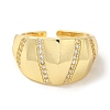 Rack Plating Brass Micro Pave Cubic Zirconia Cuff Ring RJEW-P104-11G-2