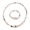 Natural Dendritic Agate Round Beads Bracelets & Necklaces Sets SJEW-L132-26-1