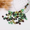 Choc-Mint Mix Pearlized Glass Pearl Beads HY-X006-8mm-04-3