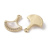Brass Micro Pave Clear Cubic Zirconia with Shell Charms KK-G491-39G-2