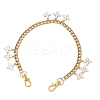 3Pcs 3 Colors Alloy Enamel Flower Charm 304 Stainless Steel Cuban Link Chain Bag Decorative Chains FIND-JF00160-3