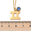 304 Stainless Steel Glass Drill Birth Stone Constellation Pendant Necklaces LS-STAS-D305-08G-C-2