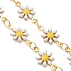 Brass Enamel Daisy Flower Link Chain Bracelet Making AJEW-JB01438-01-3