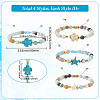 4Pcs 4 Style Natural Flower Amazonite Round Beaded Braided Bead Bracelets Sets BJEW-SC0001-51-2