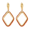 Rack Plating Brass Cubic Zirconia Rhombus Hoop Earrings EJEW-L303-02G-5