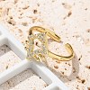 Brass Micro Pave Clear Cubic Zirconia Cuff Finger Rings for Women RJEW-U033-06G-3