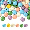 240Pcs 6 Colors Painted Natural Wood Beads WOOD-LS0001-47-1