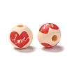 Printed Wood European Beads WOOD-F011-09-2