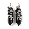 Natural Obsidian Double Terminal Pointed Pendants G-C144-03P-11-1