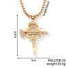 Brass Clear Cubic Zirconia Shiny Dagger Cross Pendant Box Chain Necklaces QG8782-2-1