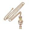 Alloy Enamel Christmas Nutcracker Pendant Necklaces NJEW-L048-01G-02-4
