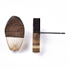 Transparent Resin & Walnut Wood Stud Earring Findings MAK-N032-010A-A03-3